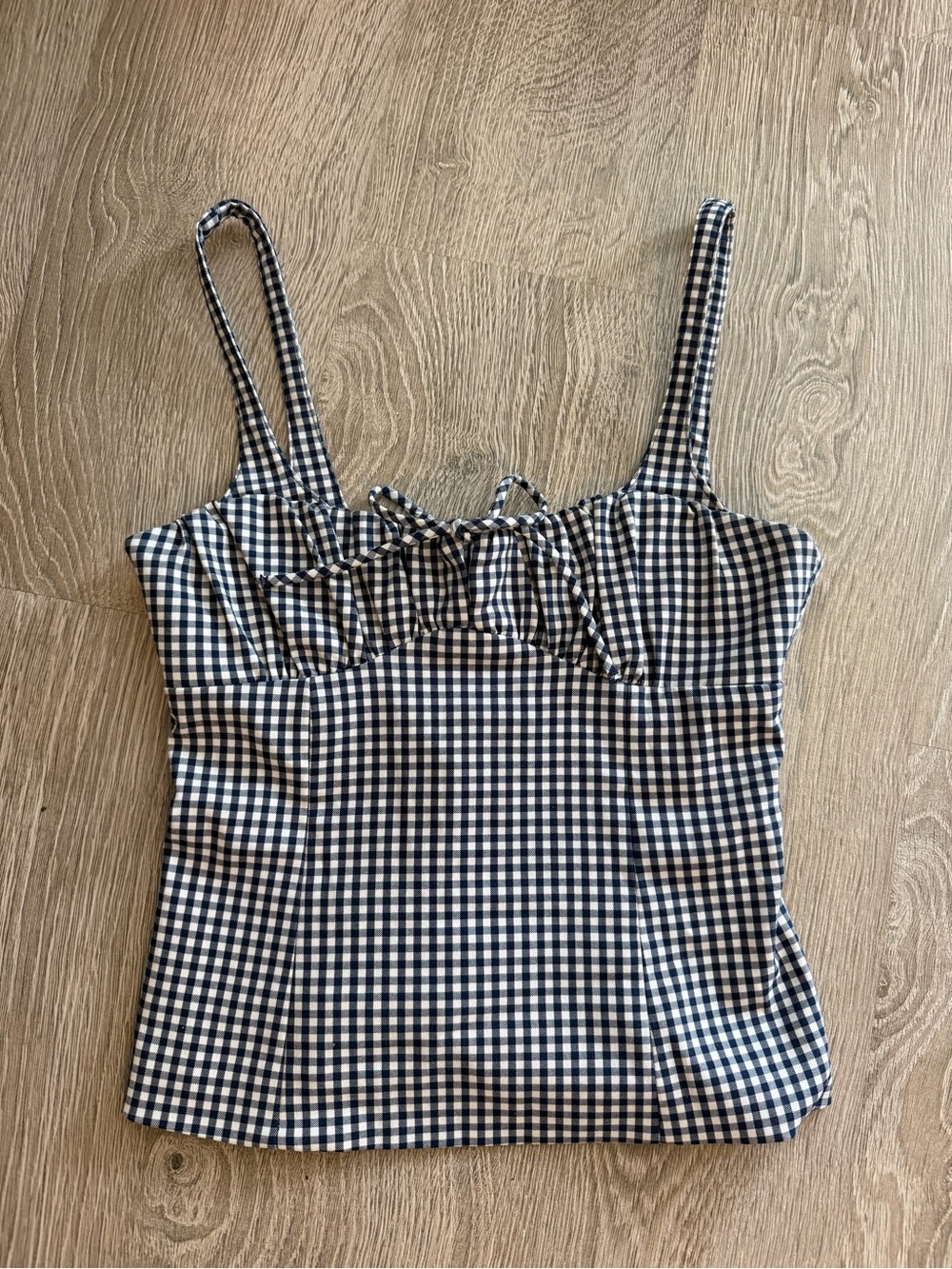 Zara Navy and White Gingham Corset Tank